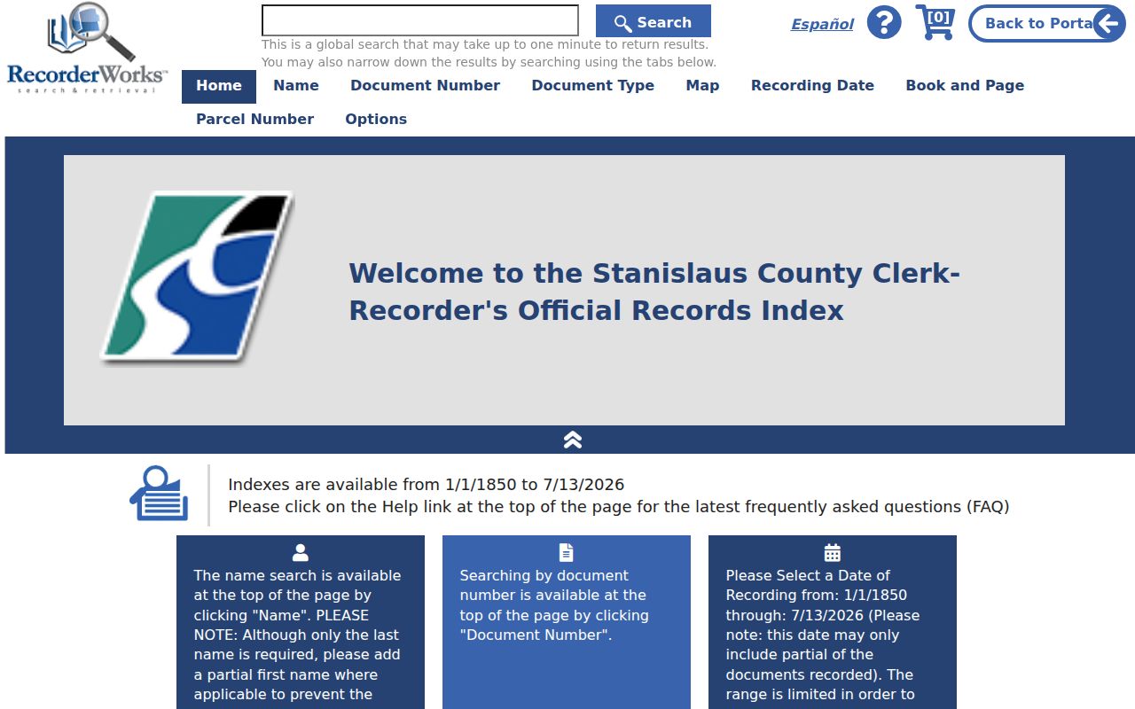 Modesto people search with Stanislaus RecorderWorks name fields