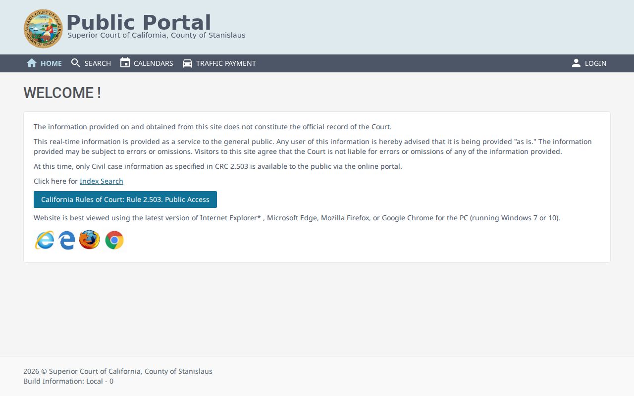 Modesto people search in the Stanislaus Superior Court public portal