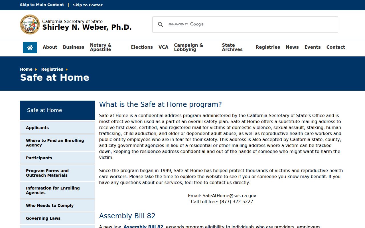 Modesto voter records Safe at Home confidential address program